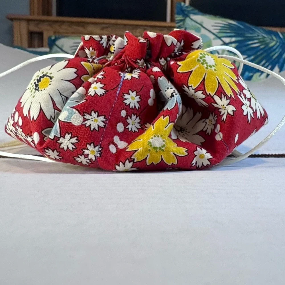 Fabric Jewelry & Makeup Pouch | Floral Drawstring Travel Holder